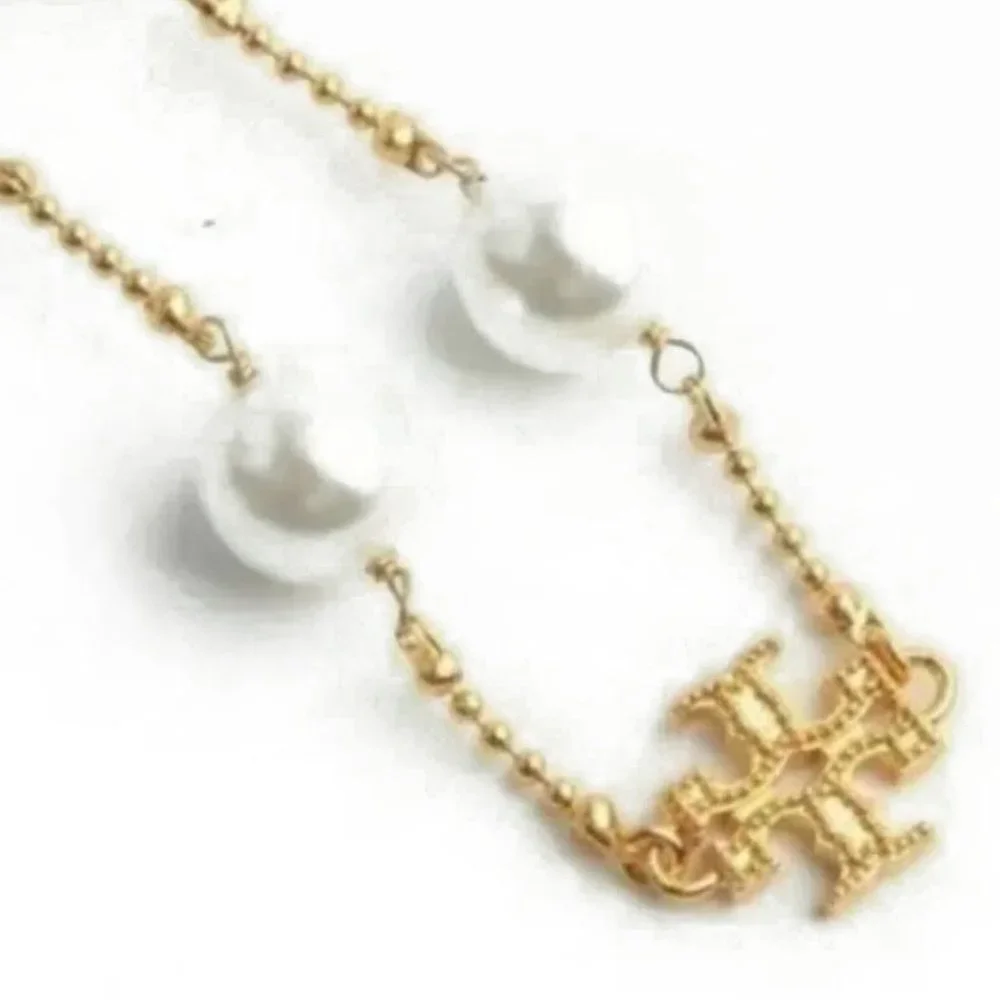 Tory Burch Milgrain Logo Pearl Bracelet NWOT
